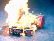 Tornado and Wheely Big Cheese roasts on the flame jet