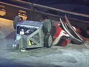 Pussycat rams Scutter's Revenge into the side wall