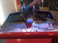 Aftershock's chassis being repaired after its Series 10 fight against Carbide