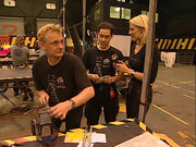 Paul Ford (left) carries out straightening work for one of Mortis' parts in Series 4