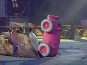 Robopig is flipped over