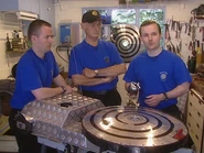 Dave Rose shows the motor cover from Robogeddon
