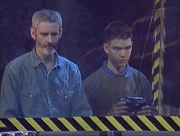 Mike Tibbs and Mike Smith at the controls of Anarachnid