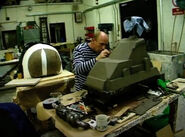 Malcolm James sculpts the clay model for Shunt's fibreglass
