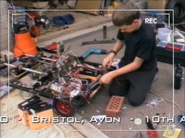 Richard Manion wires up Loco's internals, in a clip form the team's video diary shown in Robot Wars Revealed