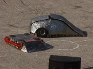 Tornado battles Roobarb at a live event