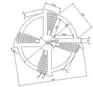 The weapon design of MaxiMill, made with a CO2 laser from 5mm ST37