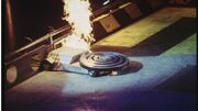 Hypno-Disc is burned by the flamethrowers before the edited fight begins