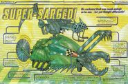 "Super Sarged", a drawing of an improved Sgt. Bash from Robot Wars Magazine, with suggestions from readers