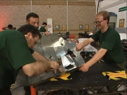 Technophobic undergoes running repairs, in a clip only shown in Robot Wars Revealed
