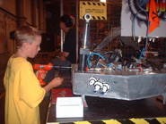 Scraptosaur being worked on in the pits during Series 7