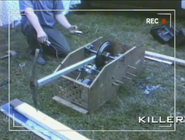 Killertron's axe is tested, in a clip from the team's video diary shown in Robot Wars Revealed