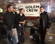 The Golem Crew being interviewed in the German Series pits