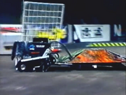 Merrimac pushes Killbborg across the arena