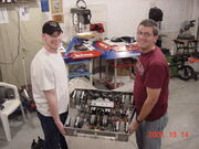 Jeffrey Smith and Michael Gallaway working on CU-Denver Demagogue at the Robot Dojo