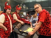 Vic Reeves with the team
