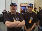 Mike and Bryan during the filming of Series 2 in Robot Wars Revealed