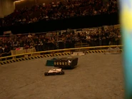 Steel Sandwich fights Hydra and Thorak as Niterider watches on