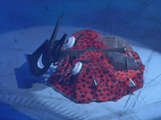 Diotoir in the arena during Series 5 with triangular frames on top of the scoop