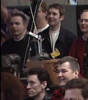 Rameses II (centre) makes a background cameo in the televised Series 3