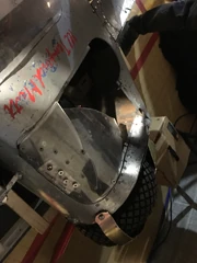 Damage to the polycarbonate of Ill-Tempered Mutt, caused by Thor