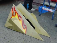 The shell of Dominator 2 with the wheelguards before its fight with The Executioner