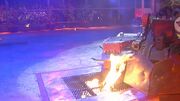 Refbot pushes Botwork off of the Flame Pit