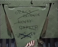 Steg-O-Saw-Us' tail with the names of its defeated opponents crossed out