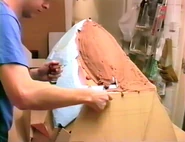 Modelling the original Dreadnaut's fibreglass body, shown in The Making of Robot Wars
