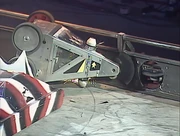 Scutter's Revenge pins Pussycat against the wall after the latter's blade shatters