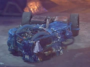 Enderbot damages Blue with its axe