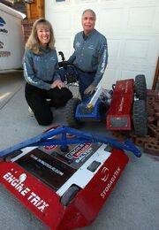Mike and Becky Konshak with two of their creations; Flexy-Flyer and Agitator
