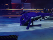 Purple Predator is bounced upwards by the arena spike