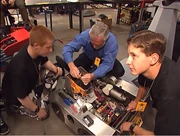 The team repair Leighviathan to get it ready to compete in the Gauntlet