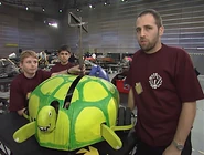 Shell Shock in the pits with its team