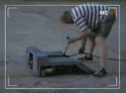 Ken chaining up Plunderbird 2 to his Range Rover in the team's video diary from Robot Wars Revealed