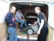 Destructosaur (background) in the van with Prime Evil before the Series 6 qualifiers