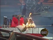 Shunt's axe crushes the plastic top of the flaming Mammoth