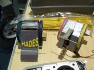 The team's two Robot Wars antweights: AWS 9 champion Hades (left) and Chroma (right)