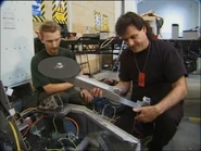 Matt Irvine highlights the arm-mounted saw originally built for Haardvark in Robot Wars Revealed