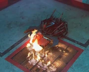 Foxic burns, immobile on the Flame Pit