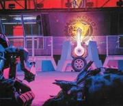 The House Robots in the arena, with the Arena Tyre in shot