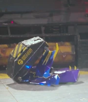 Leviathan sends Eruption tumbling during their MechMania Heat clash, Grantham, July 2024