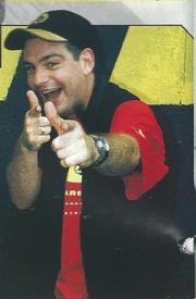 Andy Collins, pictured in the Robot Wars Magazine, at the time of his hosting role