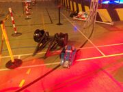 The chassis and wheels of Heavy Metal with Clank 5 at the 2016 Robots Live! Cannock event