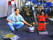 Bob Schneeveis with Lorena, Yo Mama! and their shared chassis