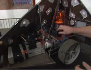 The insides of Uglybot. Note the warning light.