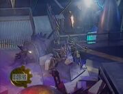 Shunt pins Plunderbird 2 against the top fence, and Matilda attacks Plunderbird 2's aerial