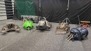 The replica House Robots at Extreme Robots Newcastle in 2023, from left-to-right: Dead Metal (Jamie McHarg), Sgt