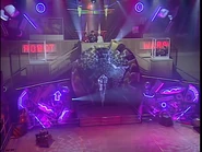 The balcony and control areas for the Series 1 arena; note the polycarbonate screens added mid-filming